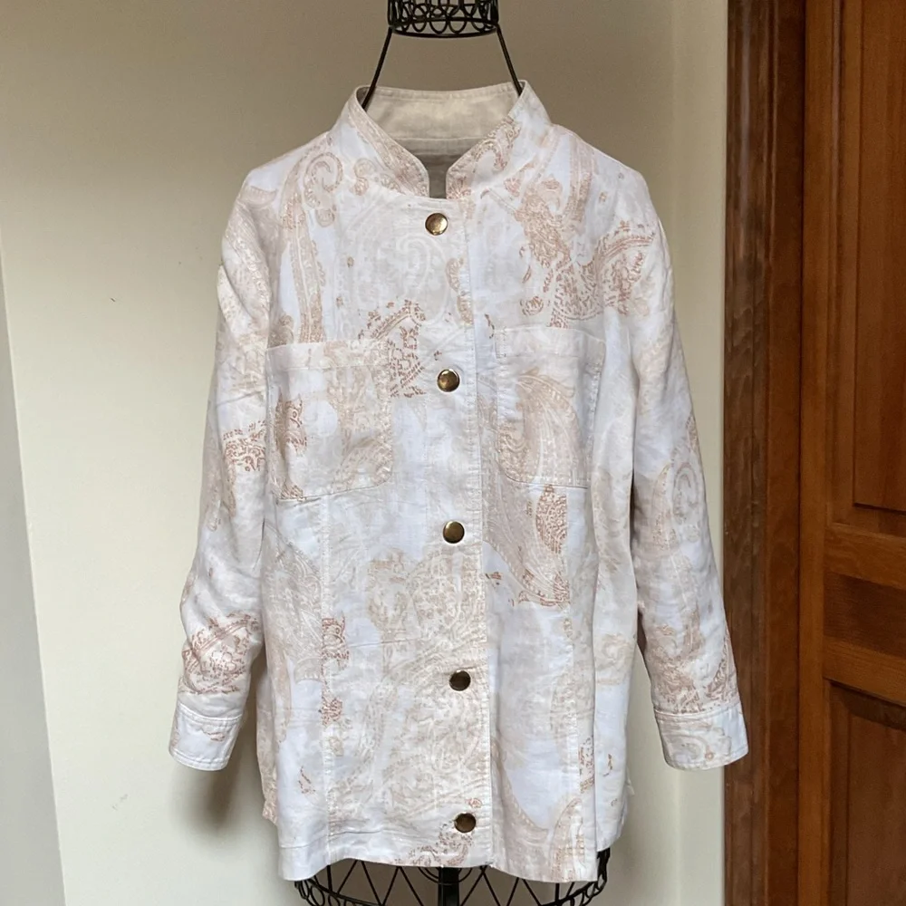 Chico’s Reversible Linen Jacket, New, 2/L - Picture 2 of 7